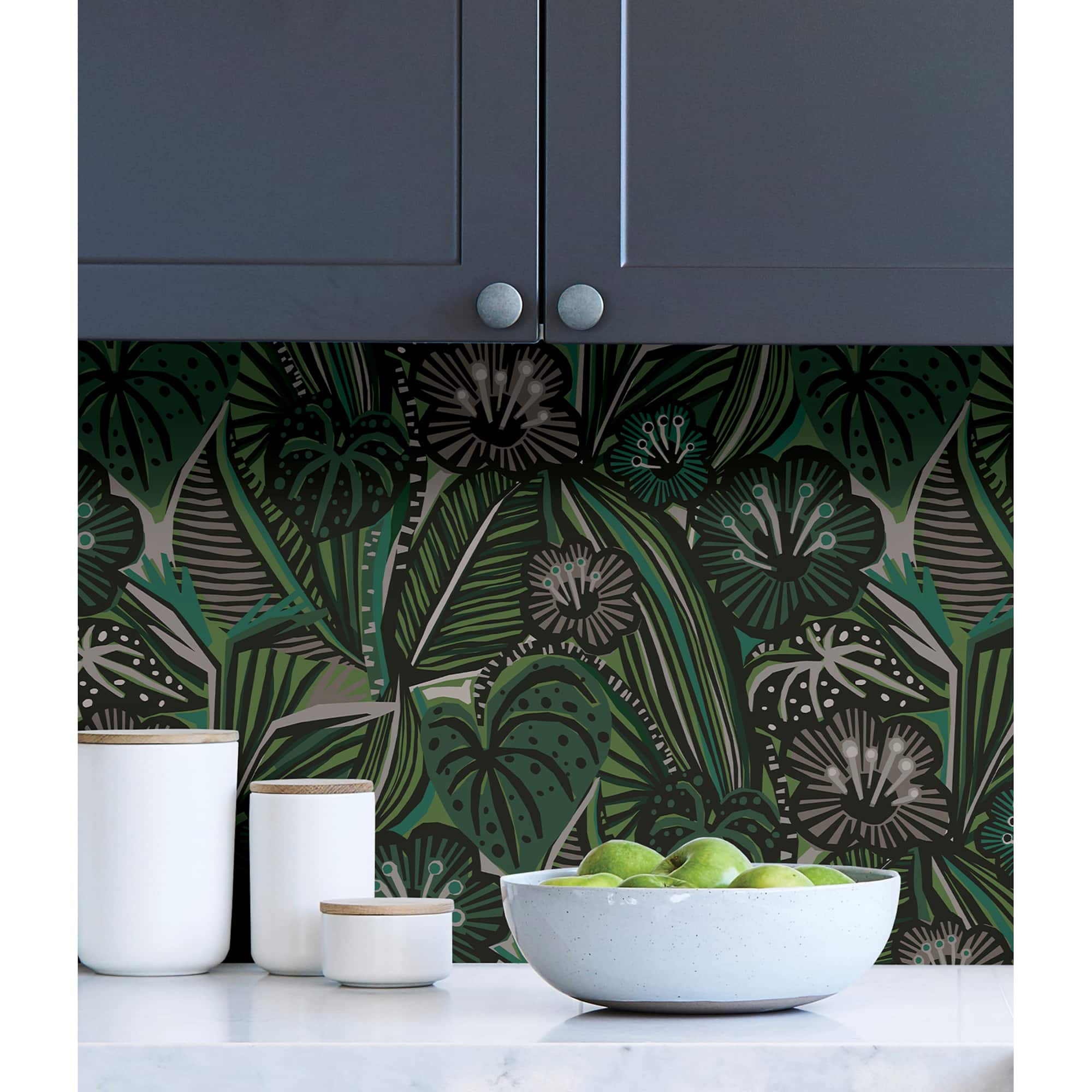 NuWallpaper Greens Lotusland Peel & Stick Wallpaper